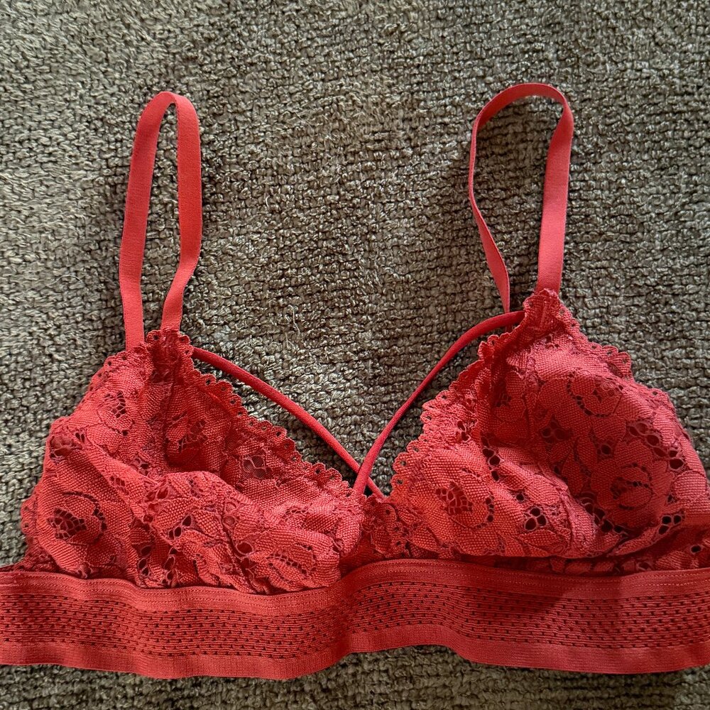 EUC Vintage Xhiliration Vintage Orange Strappy Lace Bralette